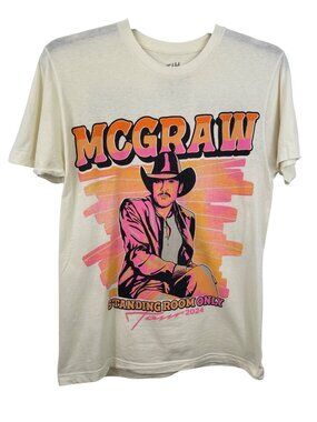 Tim McGraw Standing Room Only Tour 2024 Graphic T-Shirt Cream Size Medium